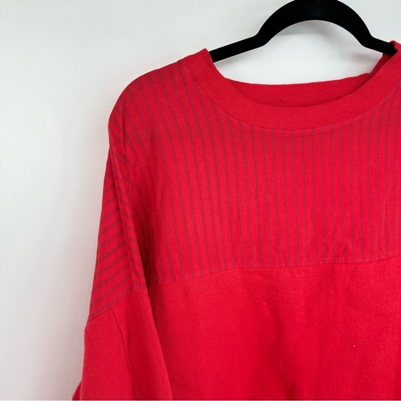 Le Tigré Vintage 90s Striped Top Mixed Media Canvas Long Sleeve Baggy Sweater - Picture 2 of 4